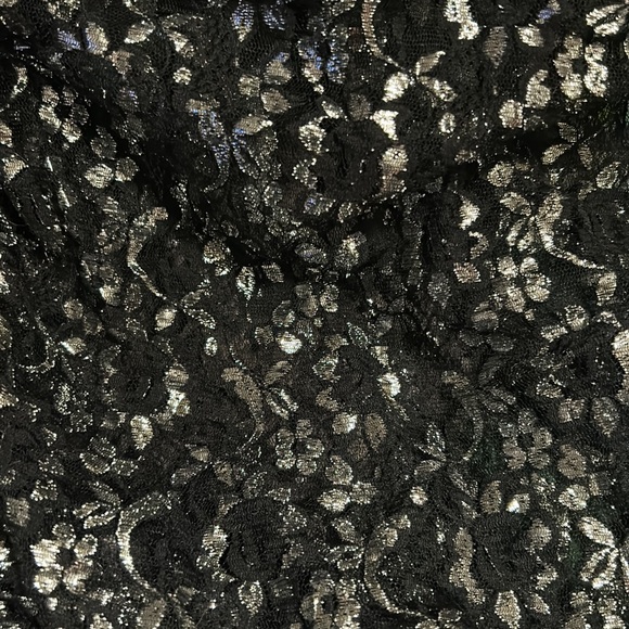 🏁90s Vintage Silver + Black Floral Lace Formal V-Neck SheerSlip Dress Stretch XL - Picture 6 of 6